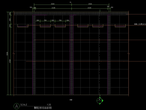  现代机动车 停车位ad大样图 