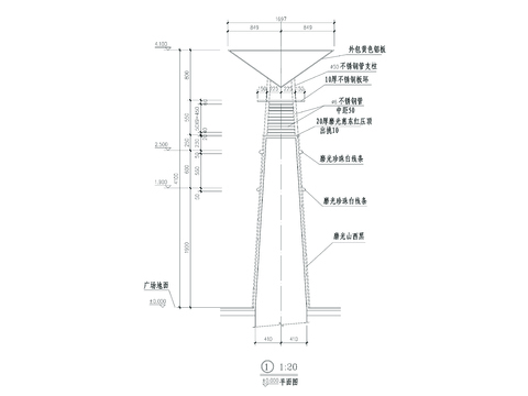  音响柱cad大样详图 