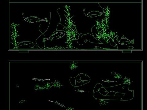  鱼缸饰物陈设CAD图库 