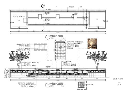  歐式跌水 水景墻 景墻cad施工圖 