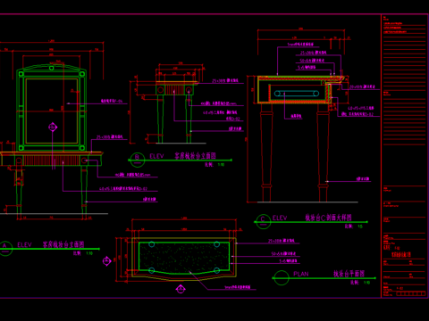  梳妆台cad节点大样图 
