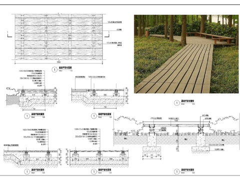  木栈道cad大样图 