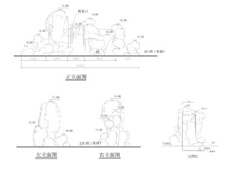  园林景观小品 假山 石头cad大样图 