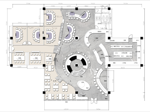 500㎡铁板烧餐厅cad平面图 