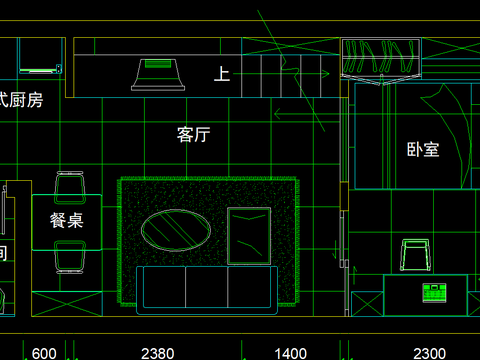  單身公寓裝修CAD施工圖 