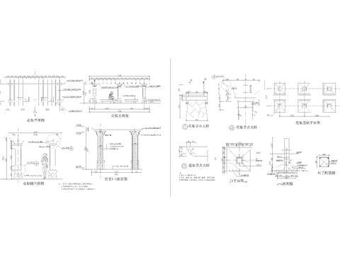  欧式花架设计cad施工图 