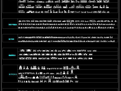  客厅餐面立面模块 CAD图集 