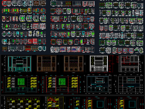  酒柜书柜鞋柜衣柜cad图库 