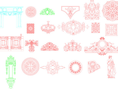  西式雕刻花样CAD图库 
