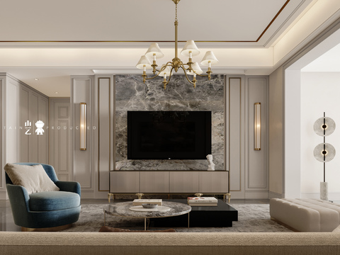  美式轻奢客餐厅cad施工图 