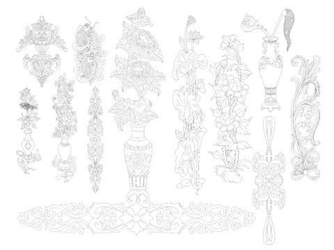  雕刻花纹图案cad图库 