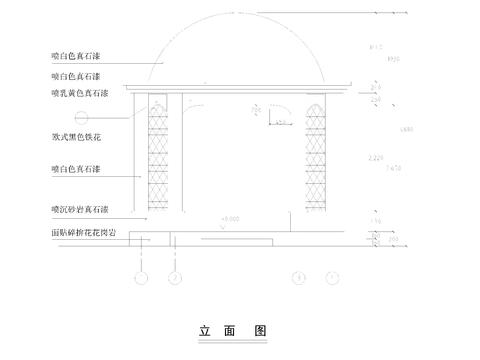  欧式方底圆顶亭节点大样 