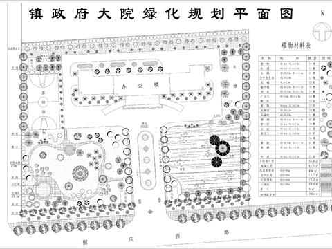  鎮(zhèn)政府大院規(guī)劃CAD施工圖 