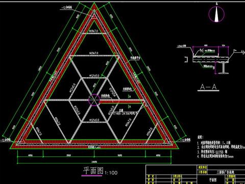  三面广告牌cad施工图 