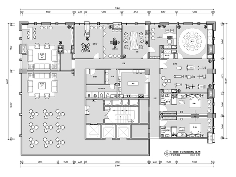  会所室内cad平面图 