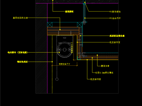  暗装式投影幕布节点图—靠墙 