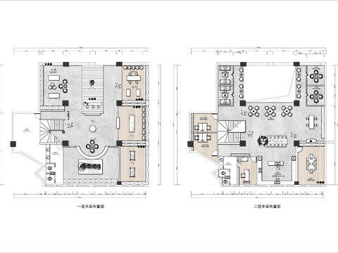  两层500㎡茶叶店cad平面图 
