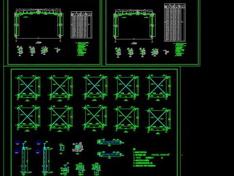  轻钢结构库房cad图库 
