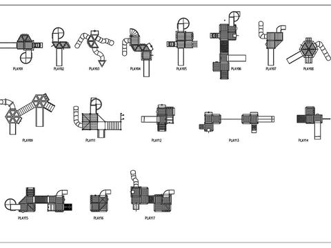  儿童滑梯 滑梯 游乐设备cad图库 