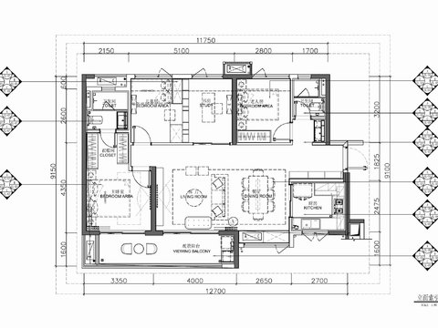  样板房cad平面图 