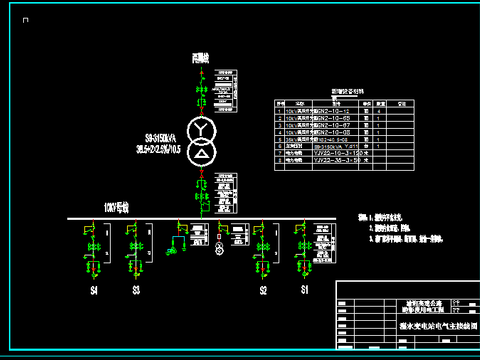  高速变电站主接线CAD施工图 