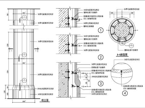  石材饰面装饰圆柱节点大样 
