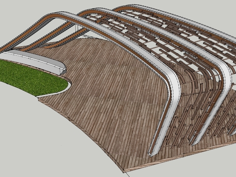  戶外異形特色鏤空廊橋CAD施工圖 