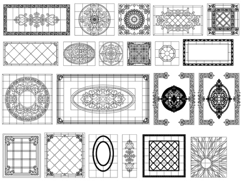  地面拼花cad图块 