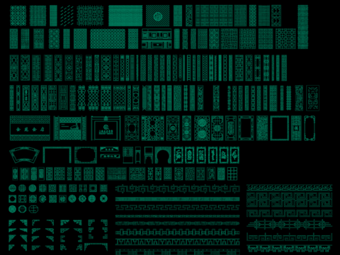  屏风隔断中式雕花cad图库 