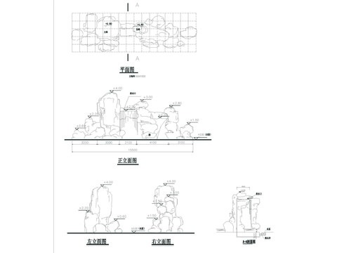  假山平立剖面图节点大样 