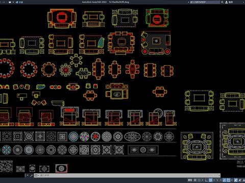  餐桌椅地毯cad图库 