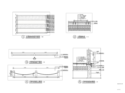  铁链栏杆、异型栏杆cad大样图 
