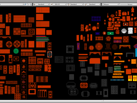  镂空雕花cad图库 