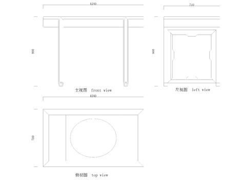  中式长方桌cad图库 