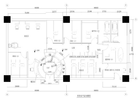 美容院CAD施工圖 