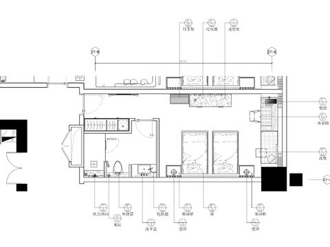  某酒店标准双床房cad施工图 