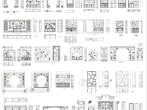  新中式博古架CAD图库 