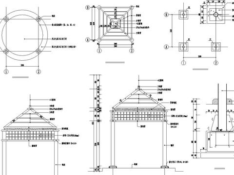  全钢亭施工cad大样图 