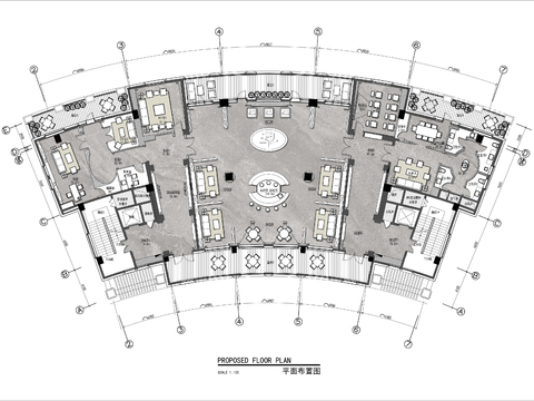  1000㎡售楼部cad平面图 