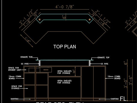  餐厅服务柜台CAD施工图 