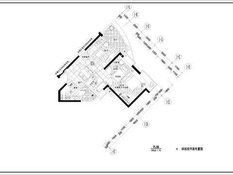  兩室兩廳中小戶型樣板房CAD施工圖 