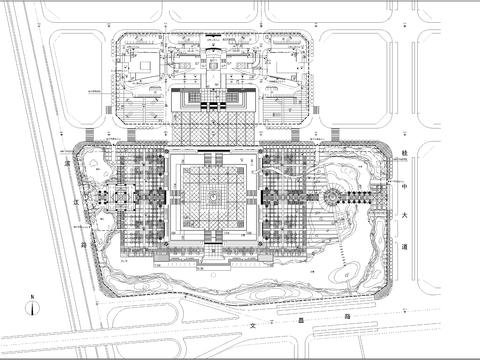  某市政府前广场景观cad施工图 