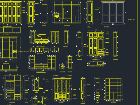  全屋定制衣柜书柜鞋柜衣帽间cad图库 