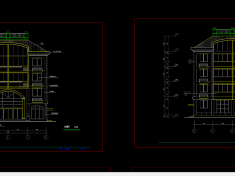  住宅楼cad立面图 