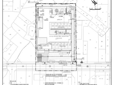  幼儿园室外给排水cad平面图 
