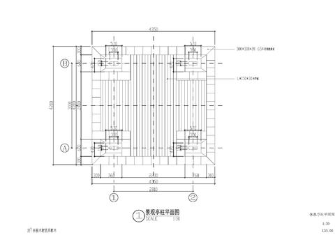  防腐木方亭 觀景亭子cad施工圖 
