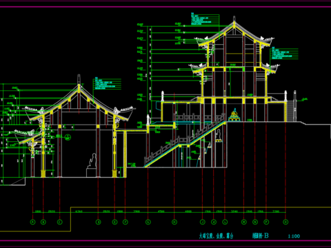  古寺建筑cad施工图 