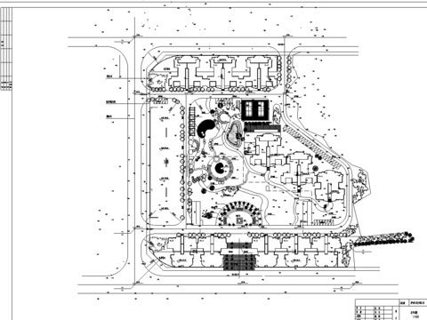  住宅区环境工程总平面图cad图库 