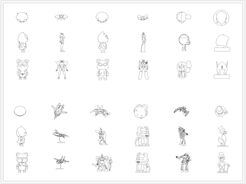  手办摆件雕塑装饰小品cad图库 