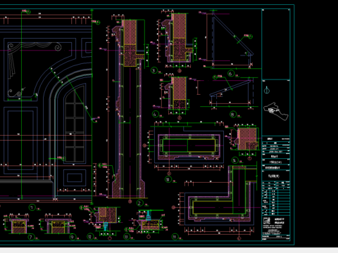  某别墅区石材装饰cad大样图 